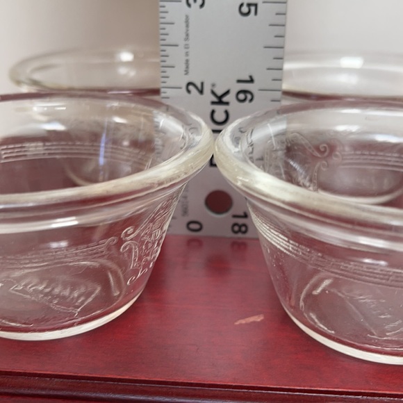 Vintage depression glass style design custard cups ramekin clear retired - Picture 8 of 9